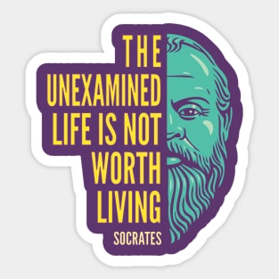 Socrates Portrait & Inspirational Quote: The Unexamined Life (color version) Sticker